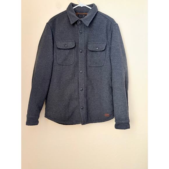 Jachs New York Shirt Men's Jacket M Gray Wool Blend Sherpa Lined Shacket Outdoor - Picture 2 of 8